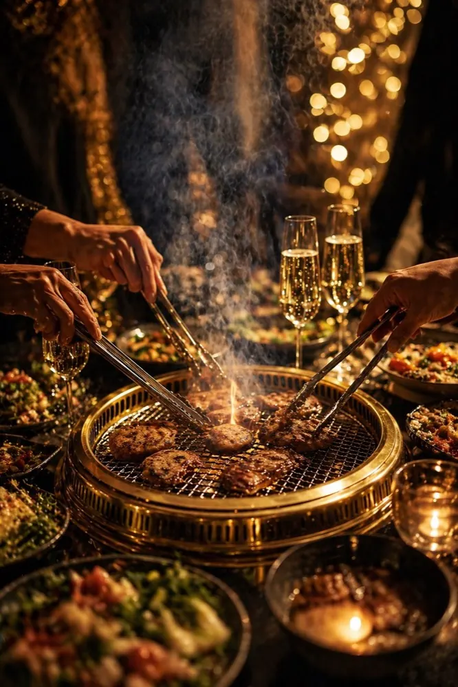 Japanese grill experience with table grill and shared plates at Yammi